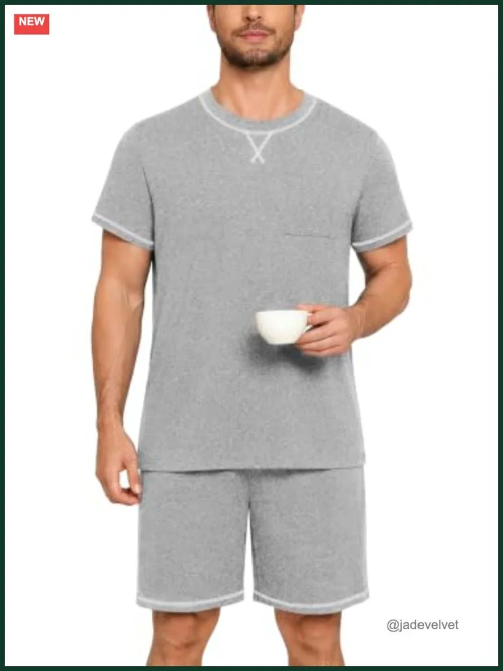 Men's 2 Piece Pajama Set with Pockets Short Sleeve Loungewear